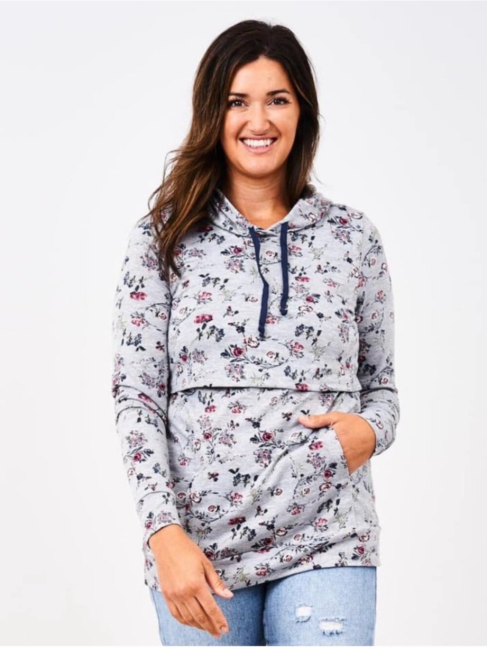 Latched Mama Women’s Everyday Cloudy Blooms Lift Access Nursing Hoodie Small